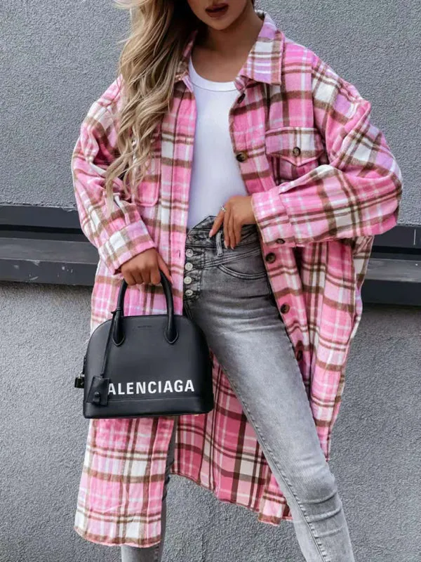 Plaid Longline Jacket Raincoat