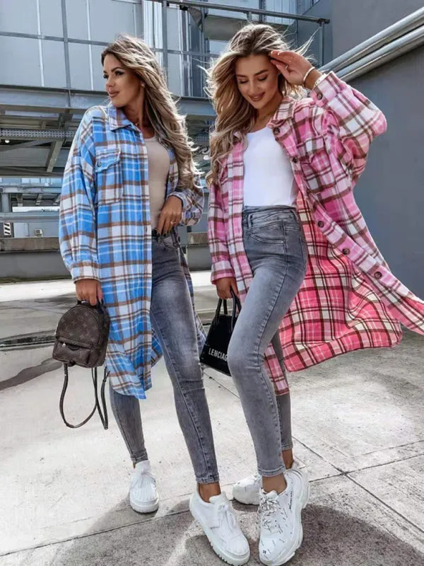 Plaid Longline Jacket Raincoat