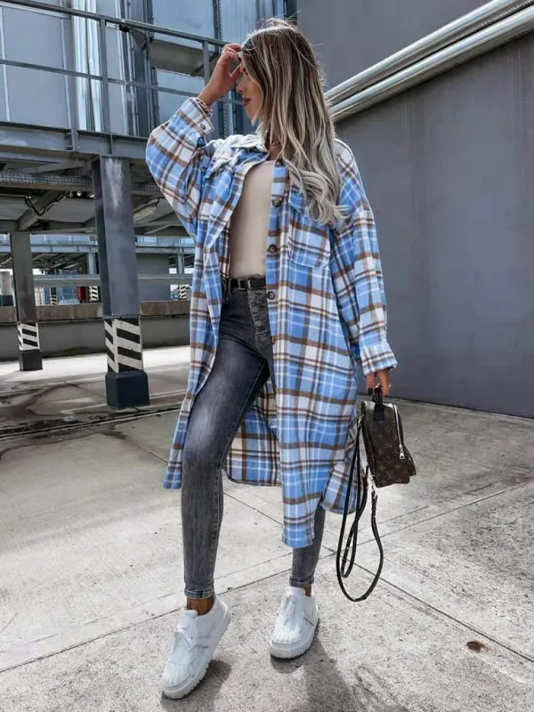 Plaid Longline Jacket Raincoat