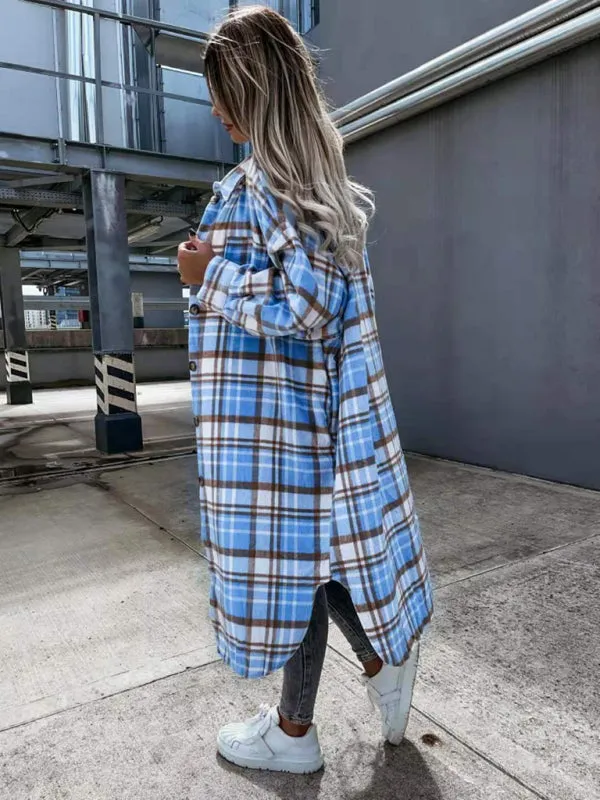 Plaid Longline Jacket Raincoat