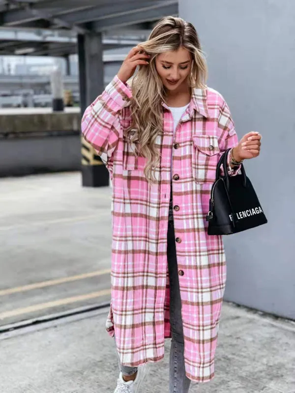 Plaid Longline Jacket Raincoat