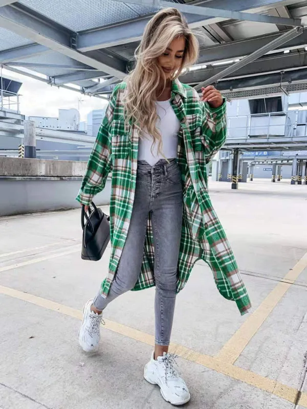 Plaid Longline Jacket Raincoat