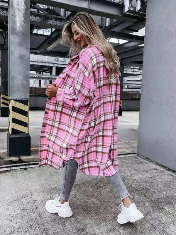 Plaid Longline Jacket Raincoat