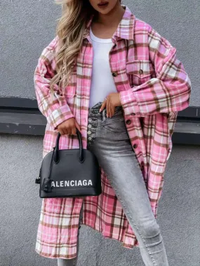 Plaid Longline Jacket Raincoat