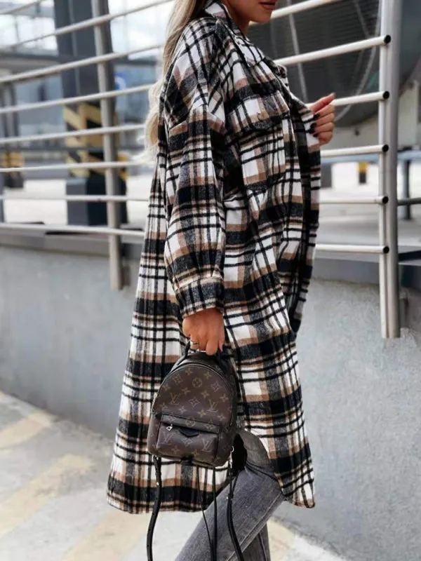 Plaid Longline Jacket Raincoat