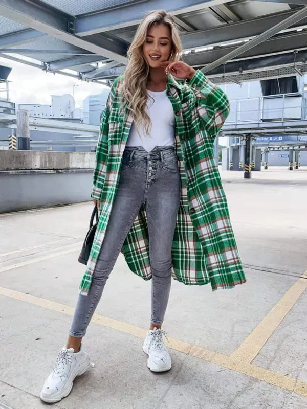 Plaid Longline Jacket Raincoat