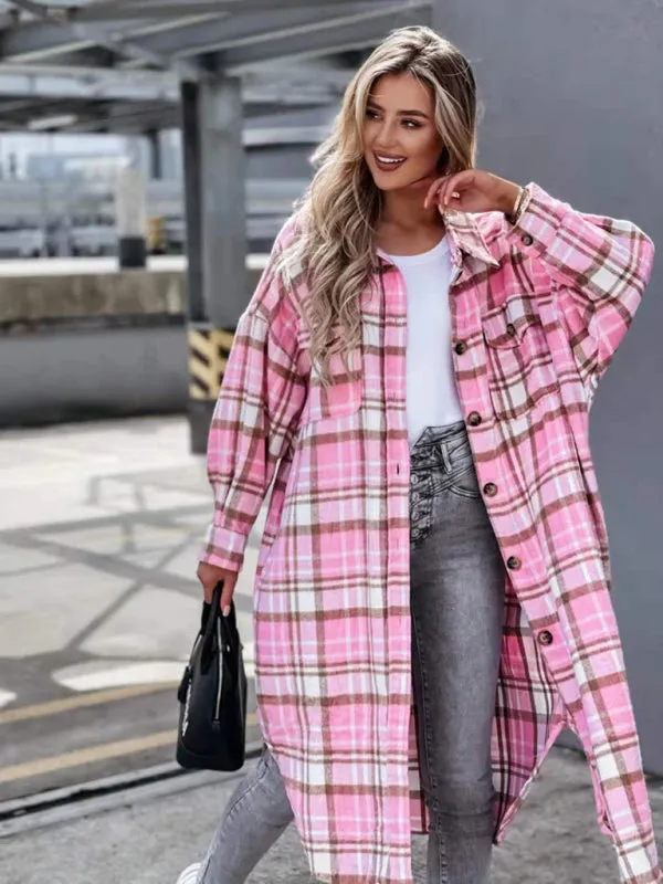 Plaid Longline Jacket Raincoat