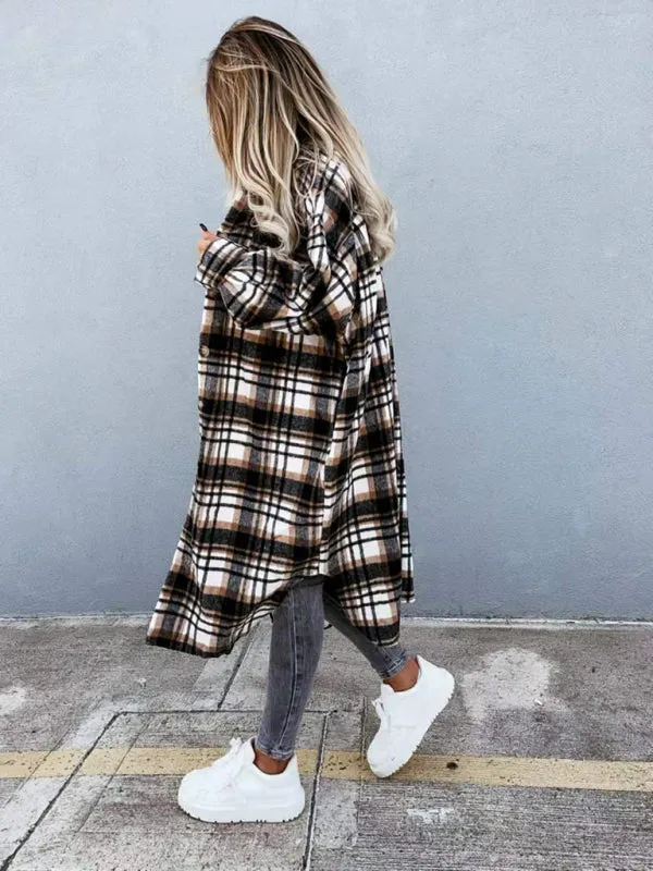 Plaid Longline Jacket Raincoat