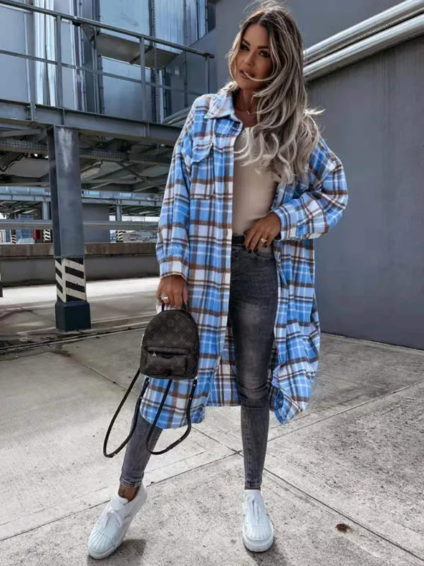 Plaid Longline Jacket Raincoat