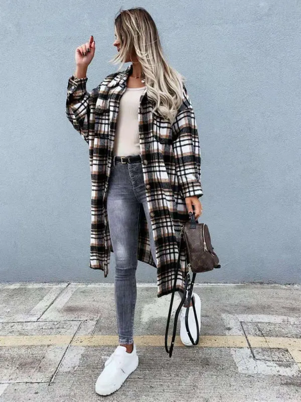 Plaid Longline Jacket Raincoat