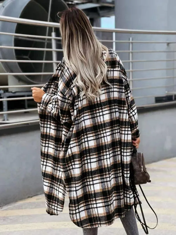 Plaid Longline Jacket Raincoat