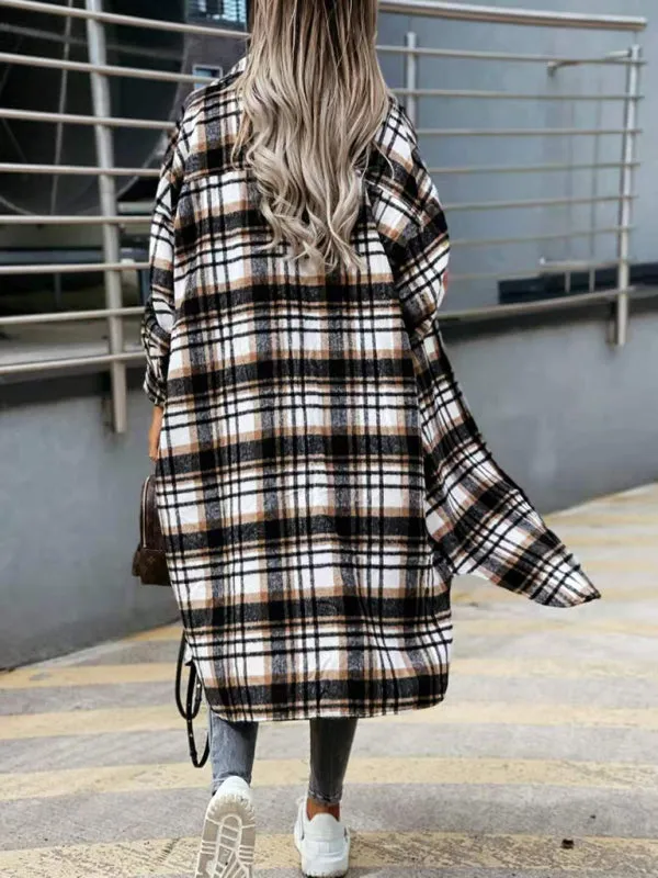 Plaid Longline Jacket Raincoat