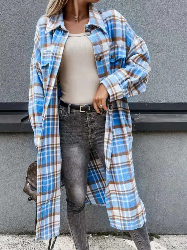 Plaid Longline Jacket Raincoat