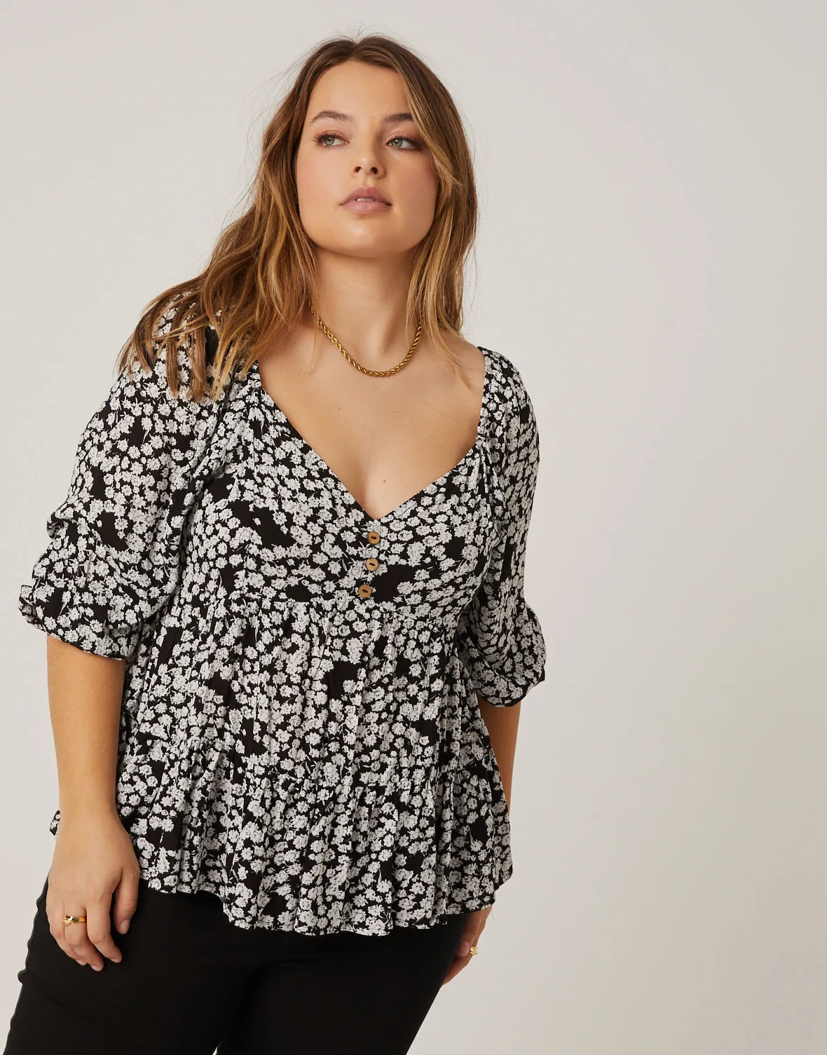 Plus Size Drapey Floral Top