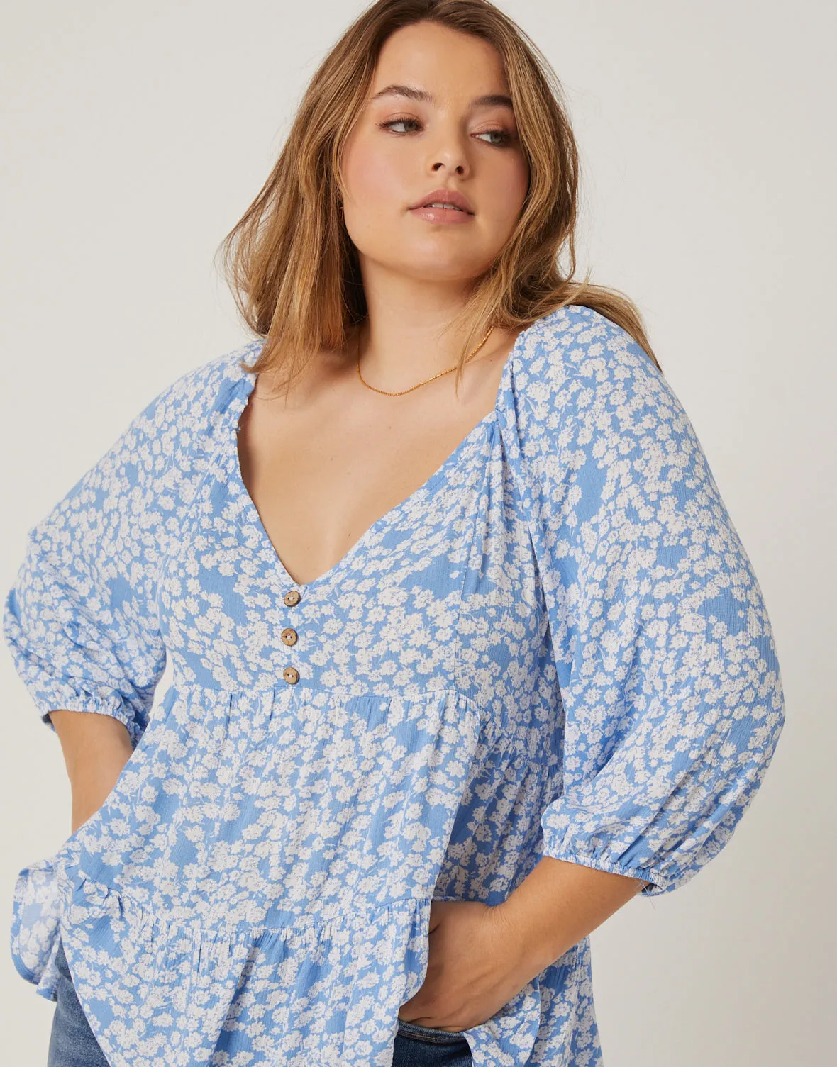 Plus Size Drapey Floral Top