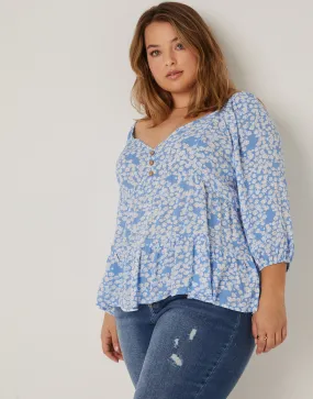 Plus Size Drapey Floral Top