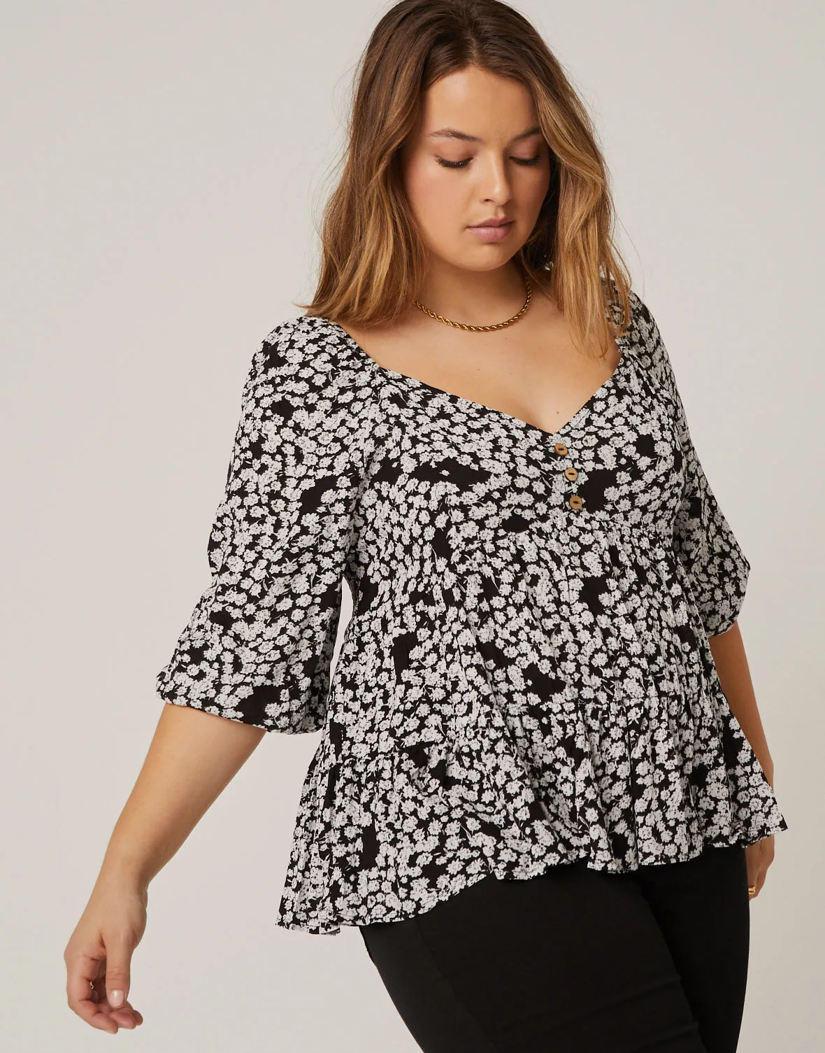 Plus Size Drapey Floral Top