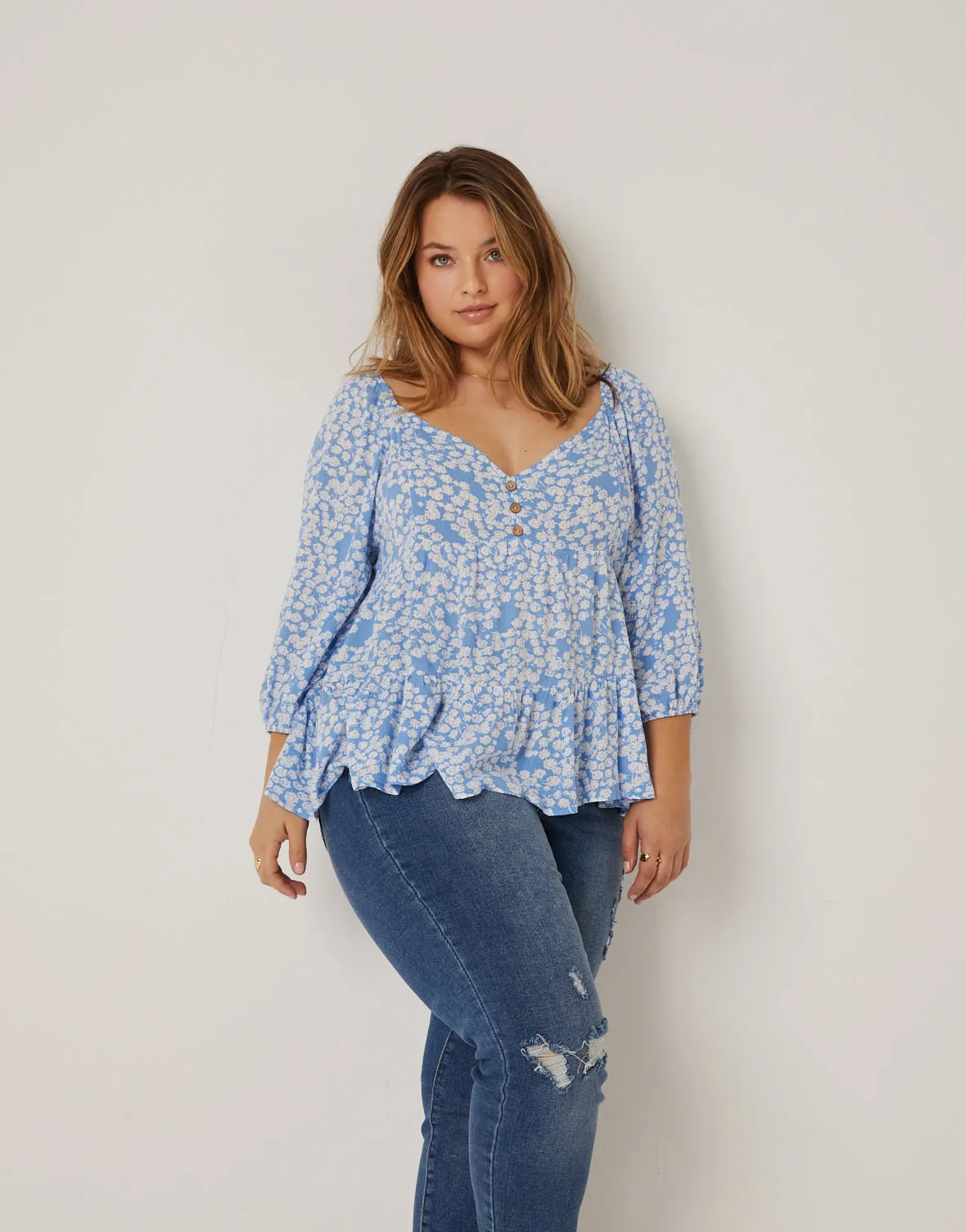 Plus Size Drapey Floral Top