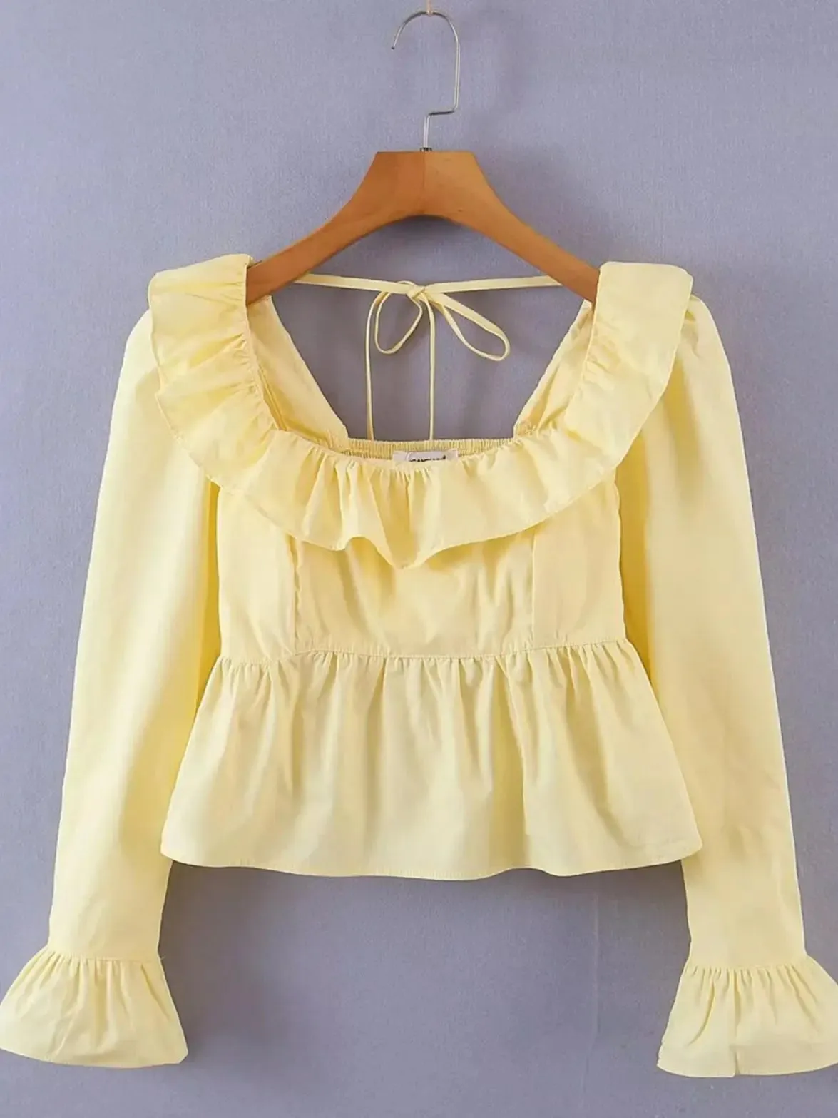 Princess Retro Ruffled Square Cropped Blouse