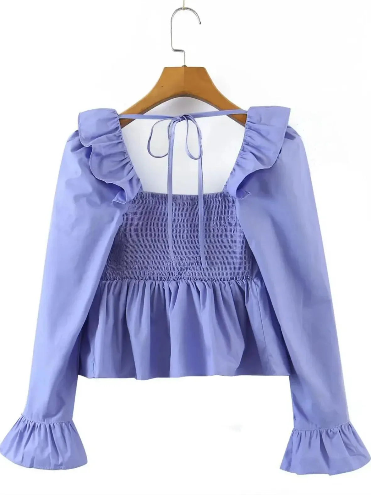 Princess Retro Ruffled Square Cropped Blouse