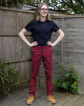 Retro Mod Stretch Red Royal Stewart Tartan Trousers