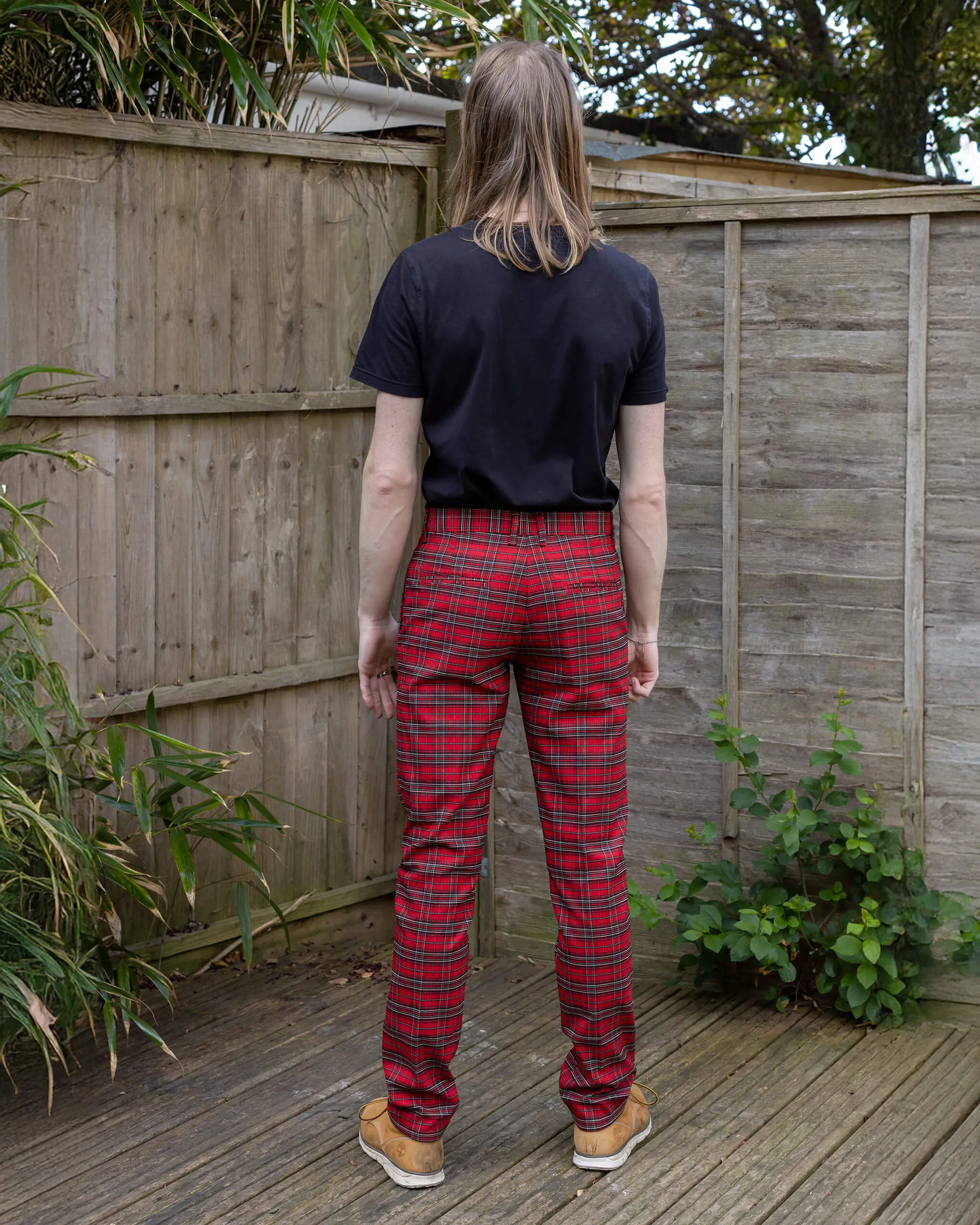 Retro Mod Stretch Red Royal Stewart Tartan Trousers