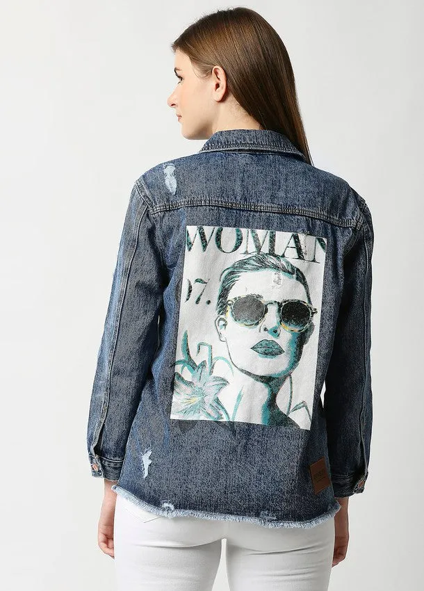 Rome Face Printed Longline Jacket