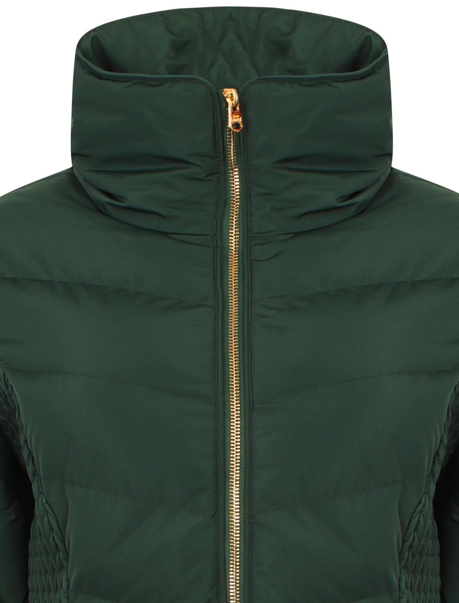 Shiso Funnel Neck Longline Puffer Coat In Dark Green - Tokyo Laundry