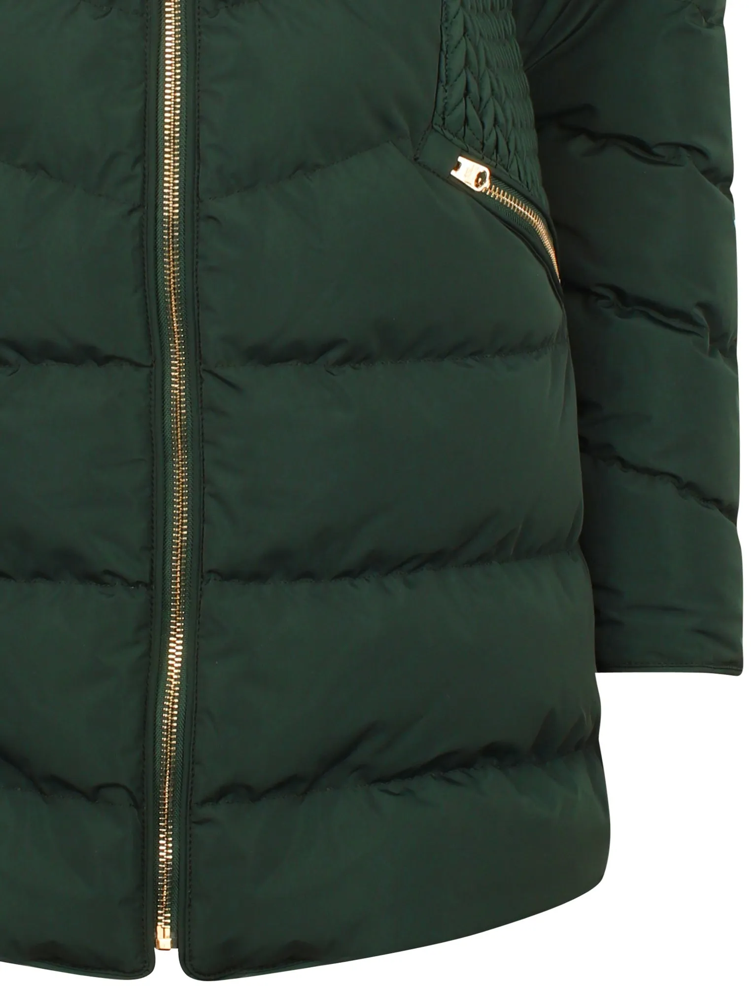 Shiso Funnel Neck Longline Puffer Coat In Dark Green - Tokyo Laundry