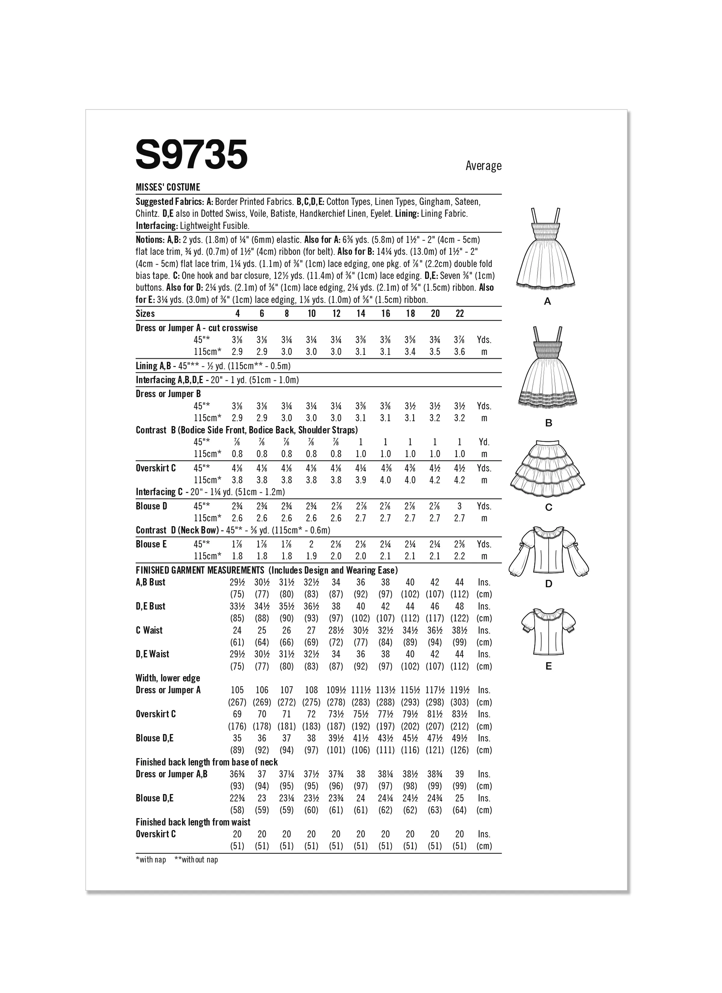 Simplicity Pattern S9735 Misses Costume