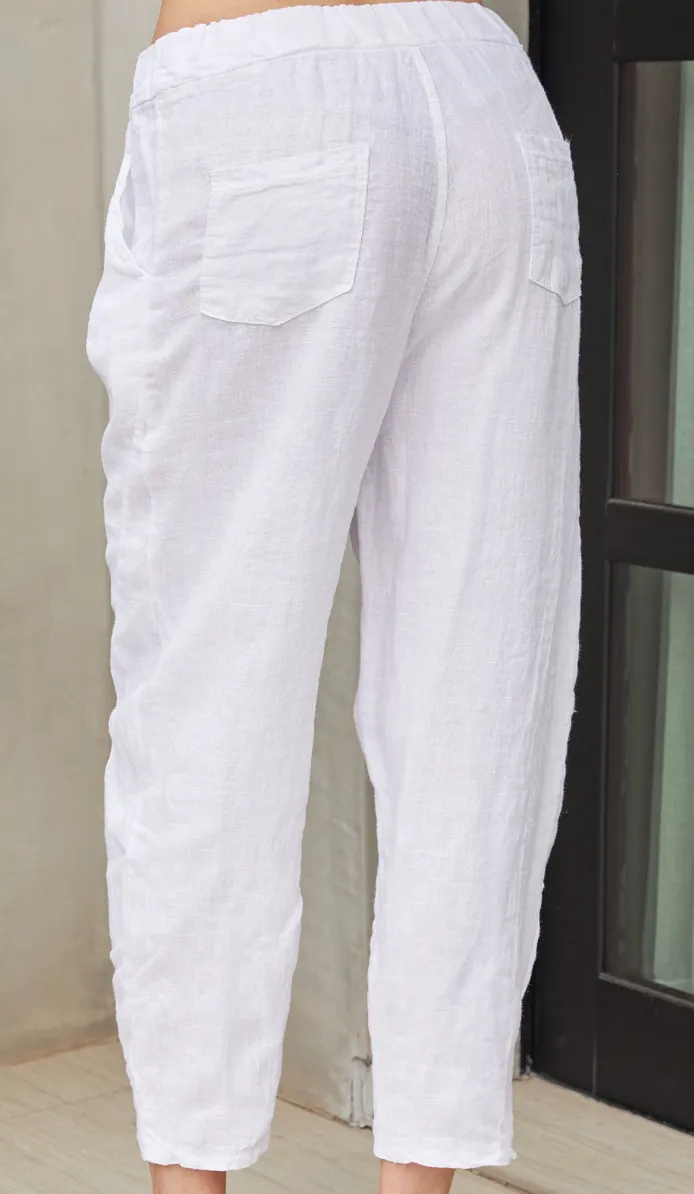 Slouchy Linen Diagnol Seam Drawstring Pants