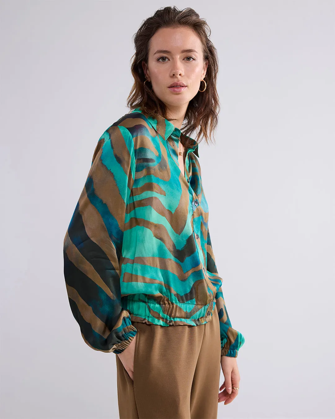 Tiger Bomber Blouse in Green