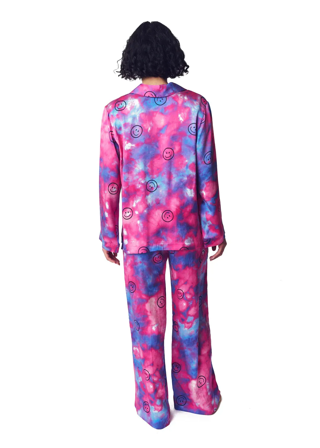 Ultraviolet Wide Leg Silk Pajama Pants