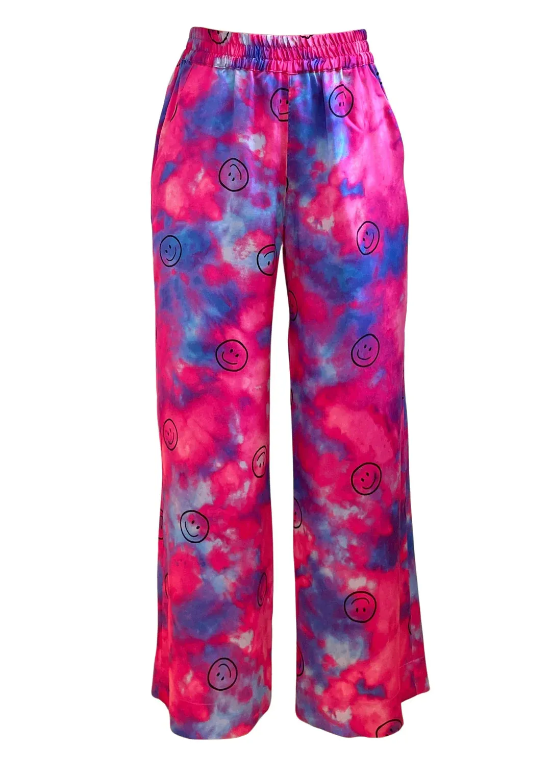 Ultraviolet Wide Leg Silk Pajama Pants