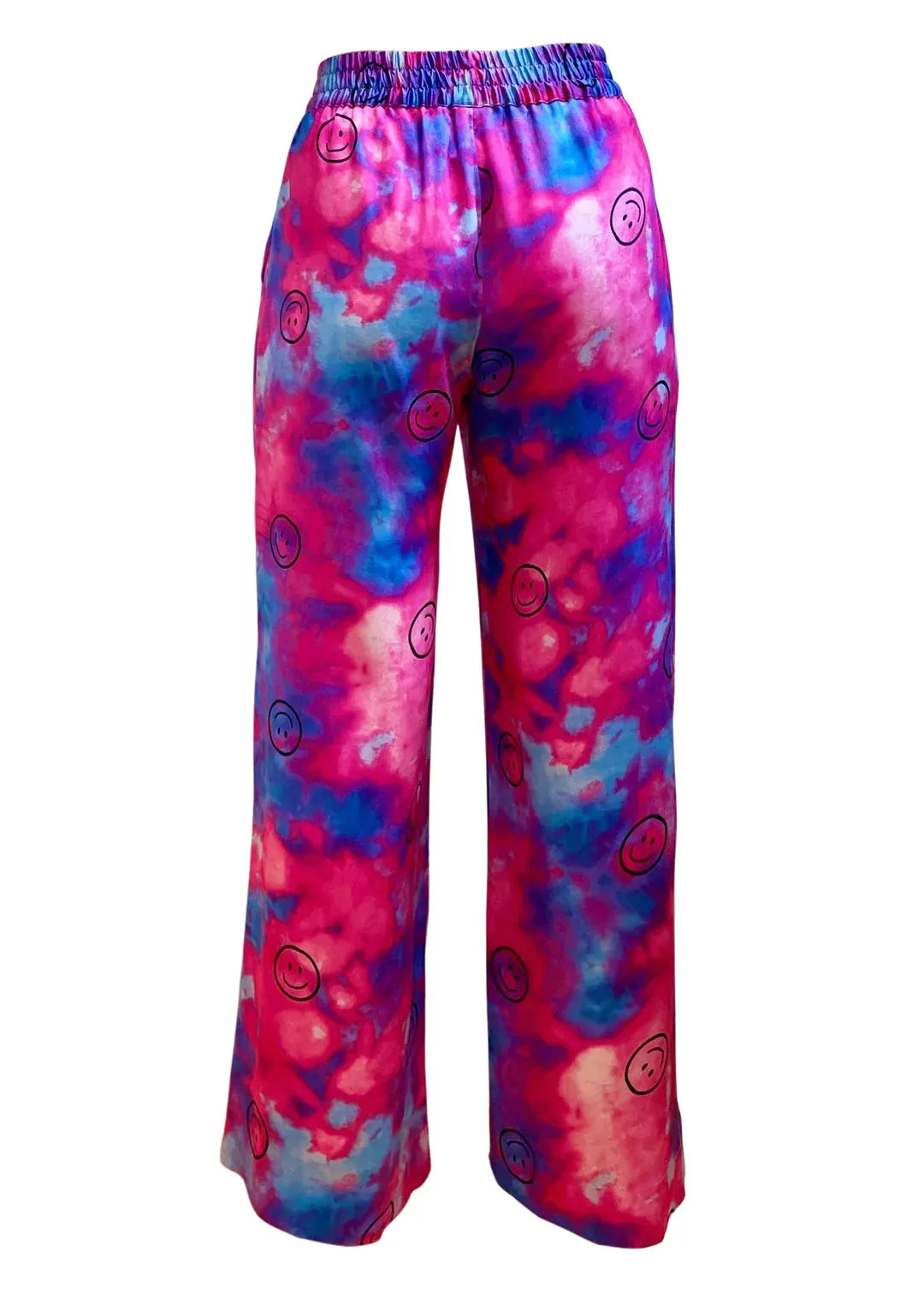 Ultraviolet Wide Leg Silk Pajama Pants