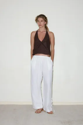 White Side Stripe Linen Pants