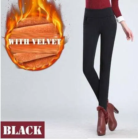 Women  Legging Solid Skinny Warm Trousers