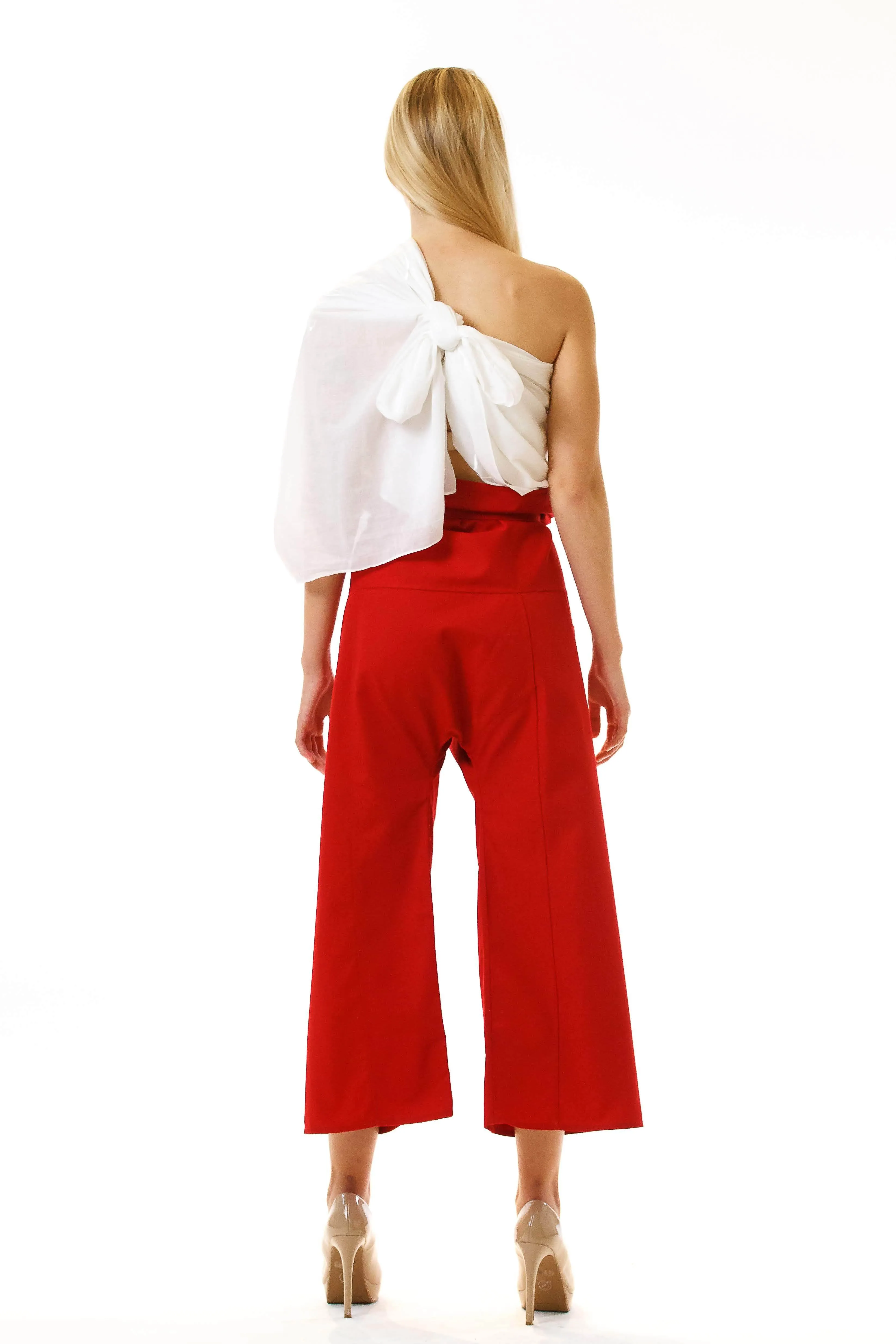 Womens Cropped Paperbag Pants