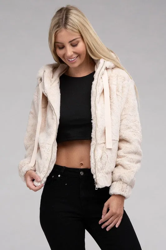 Youth Fluffy Zip-Up Teddy Hoodie