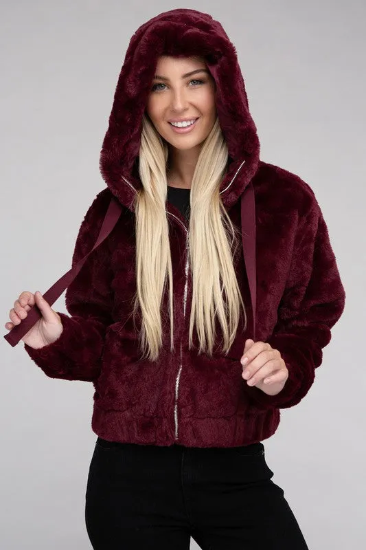 Youth Fluffy Zip-Up Teddy Hoodie